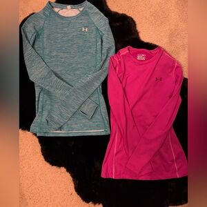 Under Armour womens Long Sleeve cold gear top - Teal and Magenta